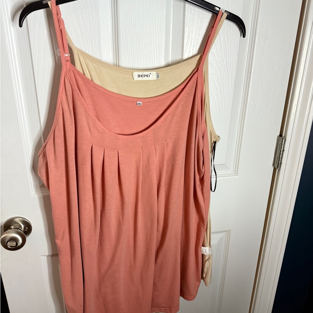 Bebe Peach Pleated Camisole Top